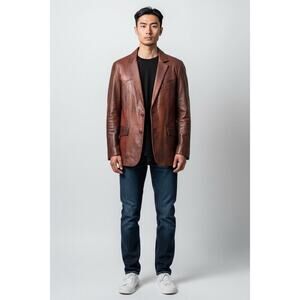 Scully Leather Jacket Mens 38  Western Genuine leather Blazer Button.